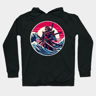 Giant Japanese Robot Samurai with the great wave: 日本のロボット侍 Hoodie